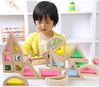Juguete de madera Montessori para niños, juego de bloques acrílicos apilables de arcoíris, aprendizaje colorido - details 10