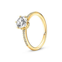 Anillo de amor con corona de princesa brillante de circonio, moderno y encantador, anillo Pandora Original, joyería exquisita, regalo DIY para mujer - details 5