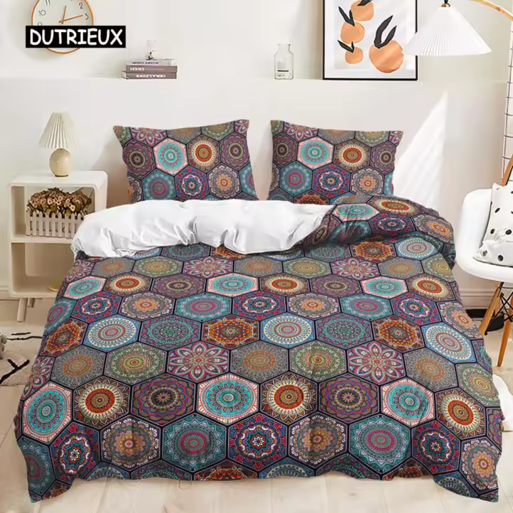 Juego de Ropa de Cama Boho Floral Funda de Edredón Exótica, Fundas de Almohada para Paraona - 1