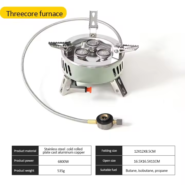 Estufa de Gas para acampar de 6800W, estufa de pícnic al aire libre, quemador de cabeza plegable, estufa de fuego fuerte con bolsa de almacenamiento para acampar y hacer senderismo - 1