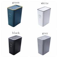 Cubo de basura de plástico tipo prensa con tapa, cubo de basura nórdico, cubos de basura rectangulares, cocina - details 7
