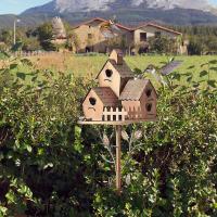 Casa de Pájaros para Jardín con Poste Casas de Alimentación para Pájaros Estilo Exterior para Patio de Corte Herramienta Decorativa para Jardín - details 5