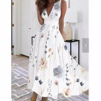 Vestido de verano sin mangas para mujer, vestido estampado con cuello en V, moda femenina - details 4