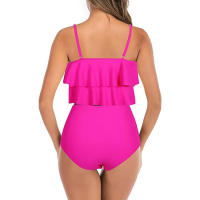 Sexy con volantes con cintura alta y cojín en el pecho, traje de baño dividido en bikini para mujer - details 21