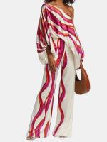 Conjunto de Pijama de Satén Impreso para Mujeres 2 Piezas, Hombro Descubierto, Pantalones Largos, Top de Cama Decoración del Hogar - details 31