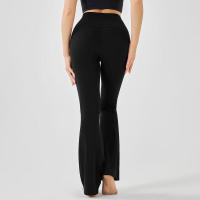 Pantalones de entrenamiento elásticos de yoga de cintura alta para mujer, pierna ancha, acampanados, color sólido, para Fiess - details 18