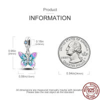 Encantos de Plata Esterlina S925 con Mariposa Flor y Corazón para Pulsera Original de 3mm Joyería Fina de Cumpleaños para Mujeres Material de Metal con Zirconia - details 13