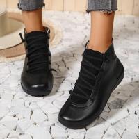 Botines planos vintage para mujer, zapatos informales con cordones - details 3