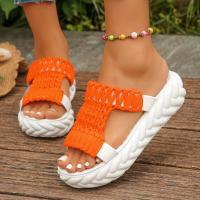 Zapatillas tejidas ligeras de suela gruesa de gran tamaño para mujer, nuevas sandalias casuales de punta redonda de lana. - details 13