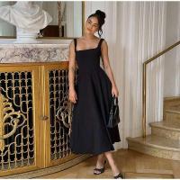Vestido largo elegante liso con cuello cuadrado, vestidos de cintura alta con dobladillo A-e y espalda descubierta a la moda, novedad de primavera 2025, batas informales para vacaciones - details 14