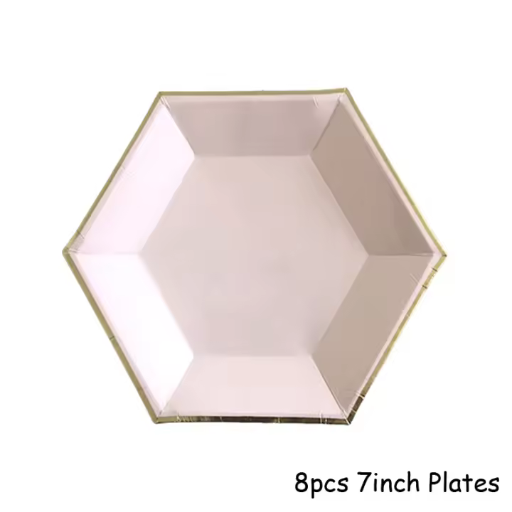 Juego de vajilla desechable dorada para fiesta, platos de papel rosa, servilletas, vasos, pajitas, decoración de boda, suministros para fiesta de cumpleaños y Navidad - 1