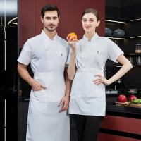 Chaqueta de Chef negra, uniforme de chef de manga corta, abrigo de cocinero, camiseta de Chef, uniforme de trabajo de panadero, camarero, restaurante, ropa de Hotel, logotipo para mujer - details 5
