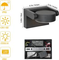 Goeco LED Aplicación Giratoria de Pared Iluminación Nórdica para Exteriores Estilo Moderno 20W IP65 - details 1
