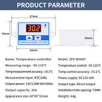 Controlador de temperatura LED Digital para incubadora, interruptor de refrigeración y calefacción, termostato, Sensor NTC impermeable, ZFX-W3007, 10A, 12V, 60V - details 1