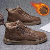 Zapatos de algodón cálidos de invierno para hombre, botas de nieve antideslizantes cómodas de felpa Retro a la moda clásica, zapatos informales para deportes al aire libre, 2025 - details 3