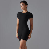Chándal de cuello redondo para mujer, camiseta de ciclismo de secado rápido, ropa de entrenamiento transpirable, pantalones cortos deportivos para correr y gimnasio - details 13