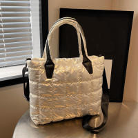 Bolso bandolera de gran capacidad con hombro acolchado de nailon para mujer Color sólido - details 2