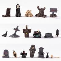 Adornos pequeños creativos de dibujos animados para Halloween, Mini adornos artesanales de resina Tombston, adornos de Festival de resina DIY para escritorio - details 1