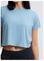 Blusa holgada sin costuras para mujer, Top corto de manga corta para Yoga, correr, Fitness, gimnasio, secado rápido - details 16