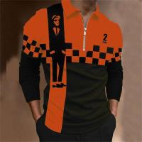 Polo para hombre Camisa de golf estampada a cuadros 3D Manga larga Cremallera Ropa deportiva Moda Ropa de calle Diseñador - details 7