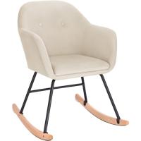 Lactancia Relax con Reposa Tapizado Reclinable Tejido de Terciopelo Pierna de Metal Madera Crema SKS16cm - details 0