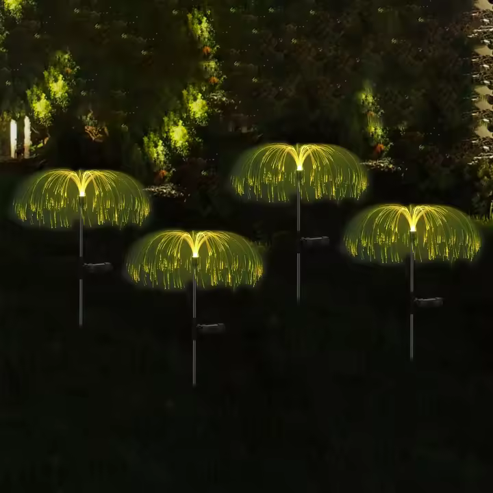 Luces solares de medusas para exteriores, luces de jardín de flores para patio, camino, césped, decoración de fiesta, 4 piezas - 1