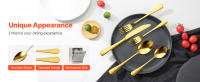 SucceBuy Juego de cubiertos de acero inoxidable, acabado espejo, apto para lavavajillas, utensilios para cocina, comedor, con cuchillo, tenedor, cuchara - details 4