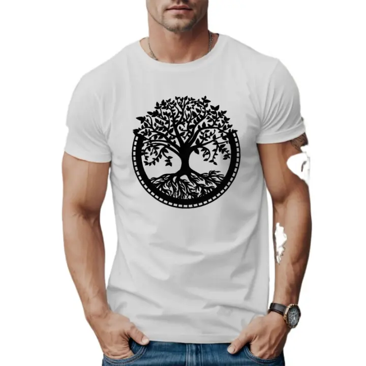 Camiseta con estampado de árboles, camisetas para hombres, camiseta informal de manga corta para verano - 1
