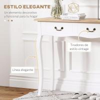 Mesa de Consola Retro Diseñada Mesa Auxiliar con 2 Cajones para Sala de Estar Dormitorio Blanco - details 5