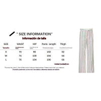 BUNO-Pantalones de encaje a rayas para mujer, Pantalones rectos de pierna ancha con cintura elástica y cordón, ropa de calle holgada para primavera y verano, pantalones de chándal informales - details 8