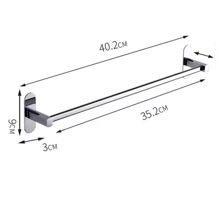 Toallero sin perforaciones, colgador de toallas, estante, soporte de almacenamiento de toallas, accesorios de baño, acero inoxidable - 1