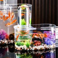 Pantalla clara, tanque de peces de presión negativa, plástico, ahorro de espacio, pequeño tanque de peces dorados, pecera inastillable, decoración de oficina - details 7