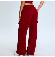 Otoño Invierno nuevo Yoga mujeres elástico de cintura alta pierna recta deportes Casual acampanado Cargo Fitness pantalones largos - details 16