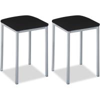 Estructura Color Aluminio y Asiento en Polipiel - Color del Asiento: Negro. Contenido: 2 unidades. - details 0