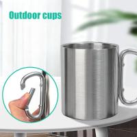 Taza de acero inoxidable de 220/300ml, gancho de mosquetón, mango portátil para caminata, taza para acampar, viaje, multifuncional, para acampar al aire libre, 1 Uds. - details 14