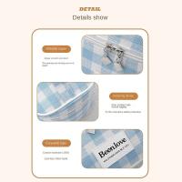 Bolsa de maquillaje a cuadros de gran capacidad, bolsa de aseo de viaje cuadrada de estilo coreano, bolsa de almacenamiento, bolsa de cosméticos de mano para mujer - details 10