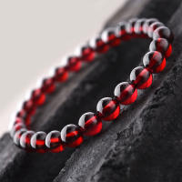 Pulsera de cuentas de piedra de Granada roja Natural para Mujer y hombre, brazaletes con dijes de granate oscuro, Pulseras de regalo de amistad para meditación y Yoga para Mujer - details 0