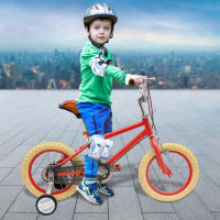 Bicicleta Infantil de 14 Pulgadas con Ruedas Adicionales para Niños de 3 a 4 años y 35,4-43,3 Pulgadas de Alto Rojo - details 0