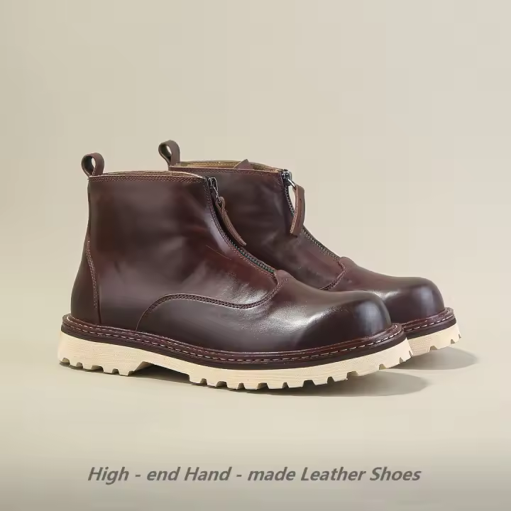 Botas de hombre de alta gama de cuero Botas Chelsea Zapatos altos de piel de vaca de capa superior - 1