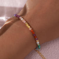 1 unidad 2024 Día de San Valentín chapado en oro de 18K piedras preciosas multicolores joyería delicada pulseras de cuentas para mujer regalo de Año Nuevo - details 2