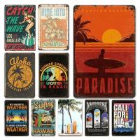 Cartel de fiesta en la playa Vintage, carteles de hojalata, surfear, California, Hawaii, placa de Metal, decoración de pared del hogar, decoración de la habitación - details 0