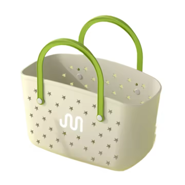 Cesta de drenaje de baño hueca portátil, bolsa de playa impermeable de gran capacidad para verano, bolsa de lavado DIY, bolsos con agujero para el hogar - 1