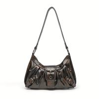 Bolso Cruzado Retro Vintage Y2K Bolso de Mano Ajustable con Cierre de Cremallera, Estichado Acolchado, Marrón Profundo/Negro, Hecho a Mano de Guangzhou - details 0