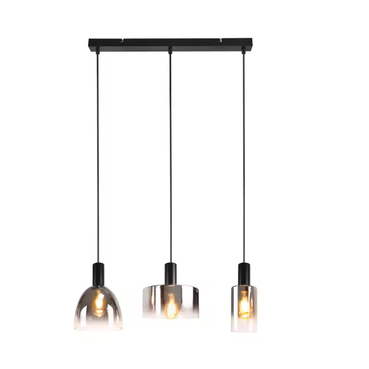 CBJKTX Lámpara colgante de mesa de comedor vintage de cristal gris humo E27 de altura ajustable para sala de estar - 1