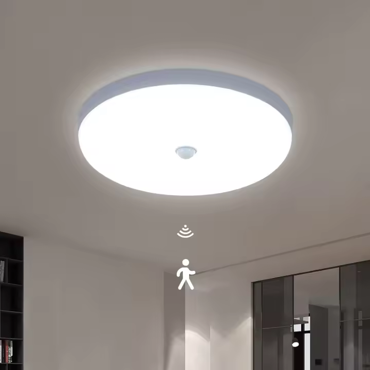 Lámpara de Techo LED Goeco con Sensor de Movimiento 30W 6600K Luz de Techo Moderna con Luz Blanca Fría Ø25CM Plafón Redondo Blanco Iluminación Interior Eficiencia de Energía - 1