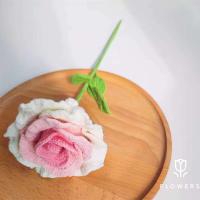 Flor de gancho tejida hecha a mano, regalo del Día de la madre de San Valentín, rosa Artificial de tacto Natural - details 8