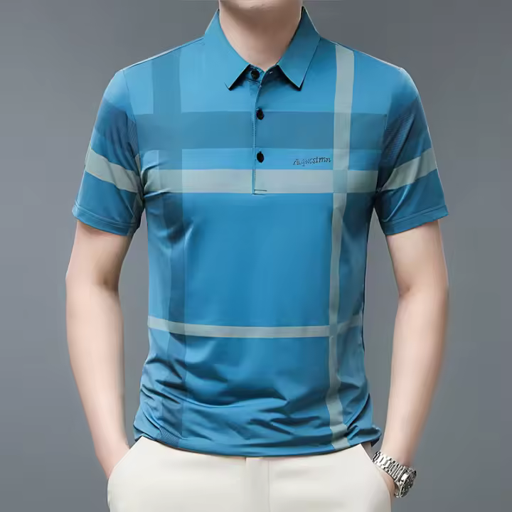 2025 nueva camisa polo de verano de manga corta, camiseta simple de negocios para jóvenes, ropa holgada de talla grande para hombres - 1