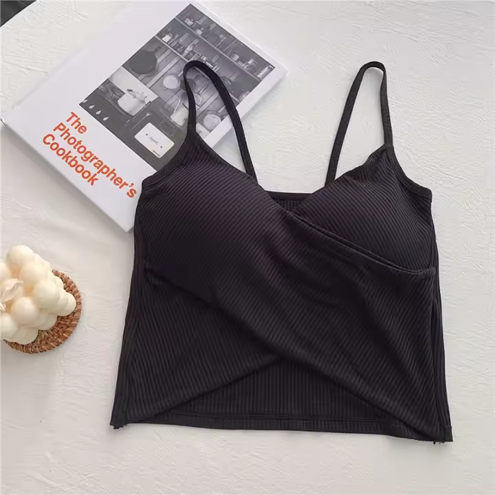 Camisola deportiva informal Irregular para mujer, camiseta sin mangas ajustada, diseño de tirantes, moda sólida, elegante - 1