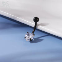 ZS-Anillo de Ombligo de acero inoxidable para mujer, Piercing redondo, joyería de Ombligo, cristal de corazón, 14G, 1 unidad - details 17