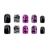 Uñas postizas de color morado y negro con purpurina, duraderas y nunca divididas, cómodas, para uso diario y en fiestas - details 0